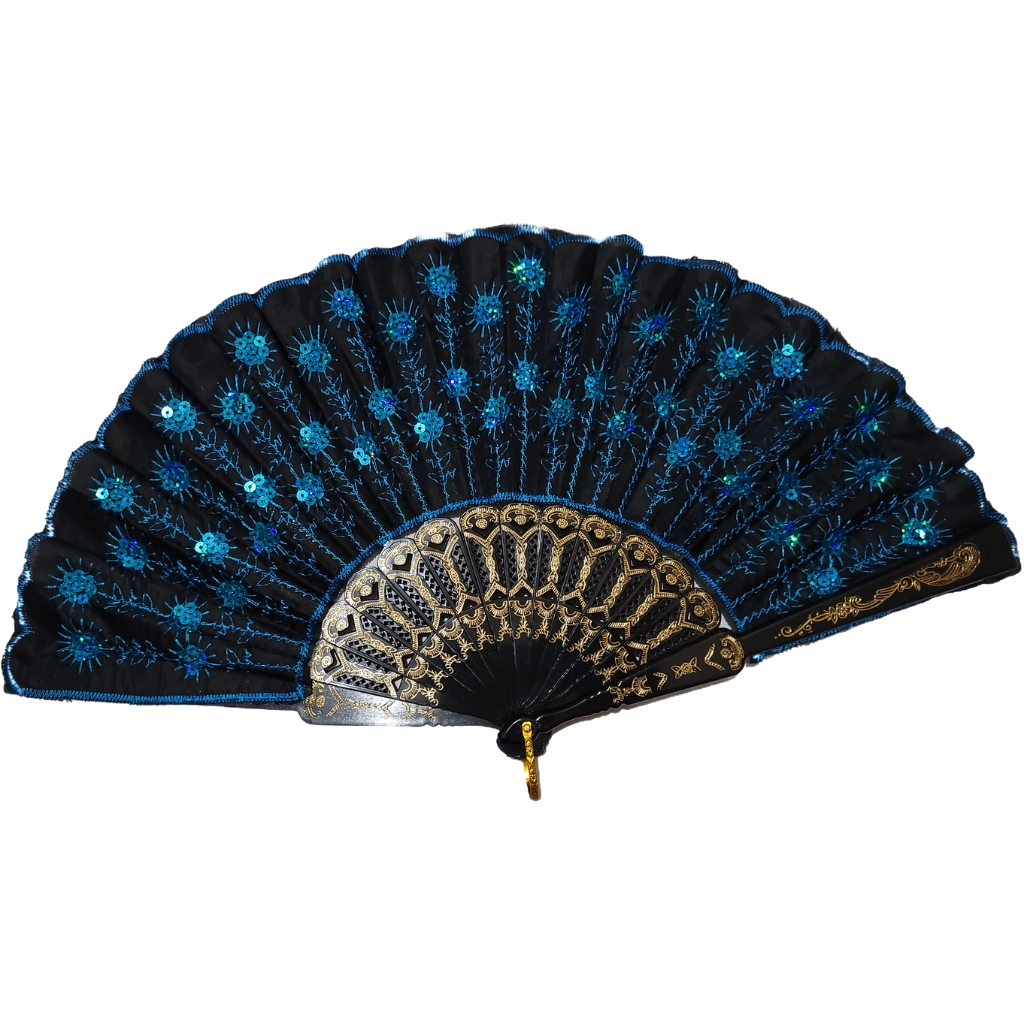 Leque Dobrável Paetê Luxo com Decoração Brilho para Abanar