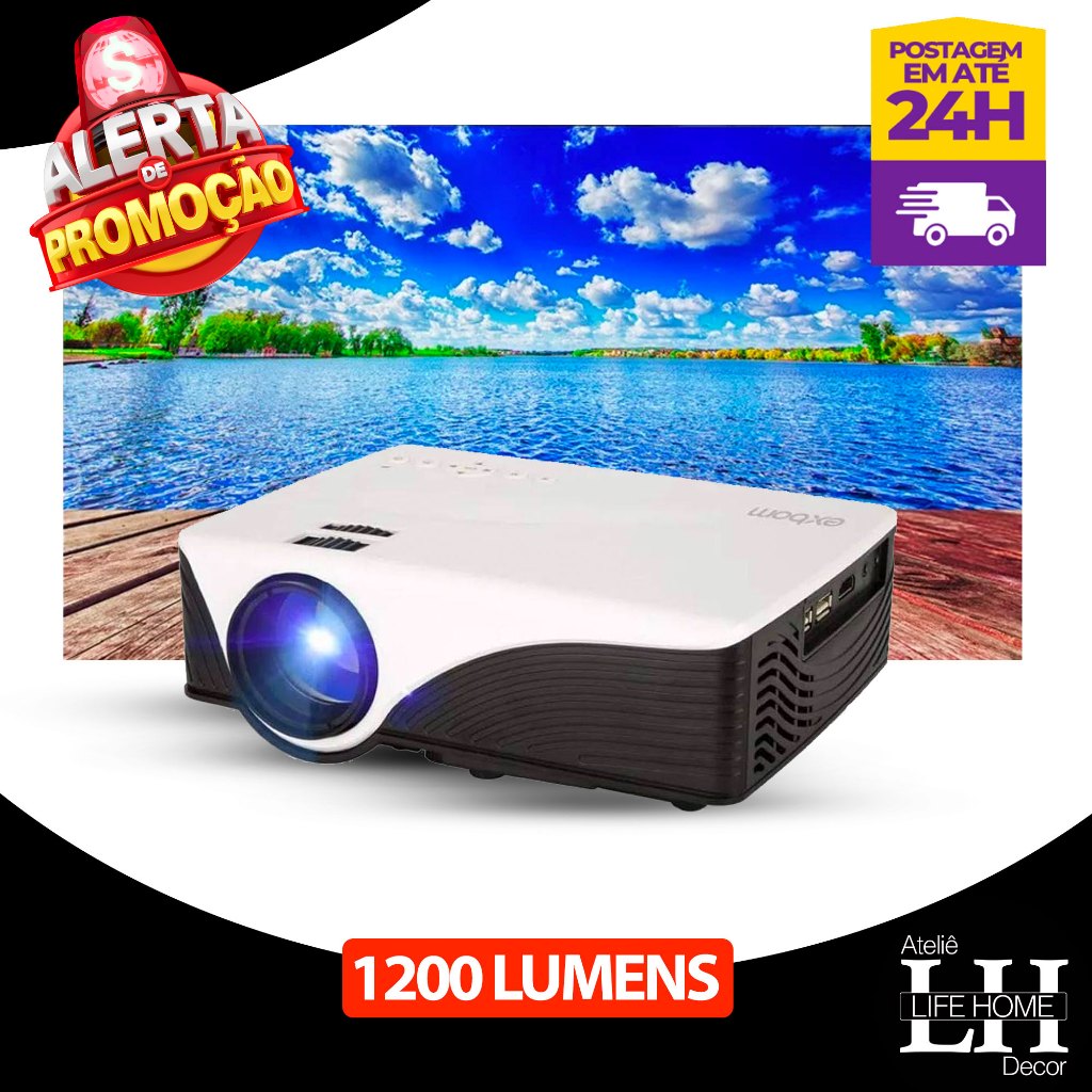 Projetor Data Show Led Full Hd Hdmi Vga Usb Portátil 1200 LUMENS ...