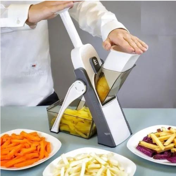 Cortador Fatiador Mandoline Multifuncional 5 Funções para Cortar Batata Legumes e Vegetais Food Chopper Inovador