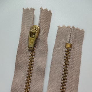 Zíper Metal Fixo Corrente 12cm Bege - 10 Unidades