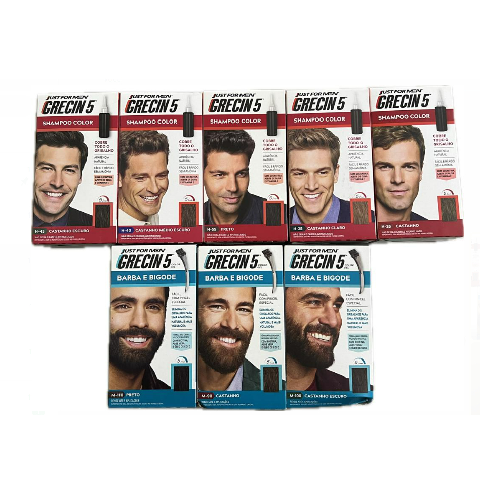 Grecin 5 Shampoo Color e Gel Barba E Bigode Todas Cores E Modelos