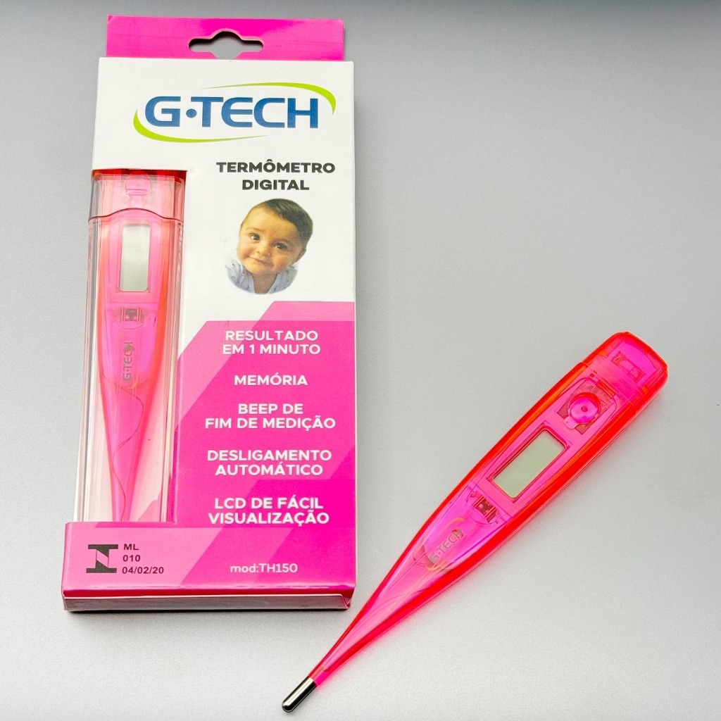 Termômetro Colorido Rosa Clinico Digital Axilar Febre G-Tech Th 150 ...