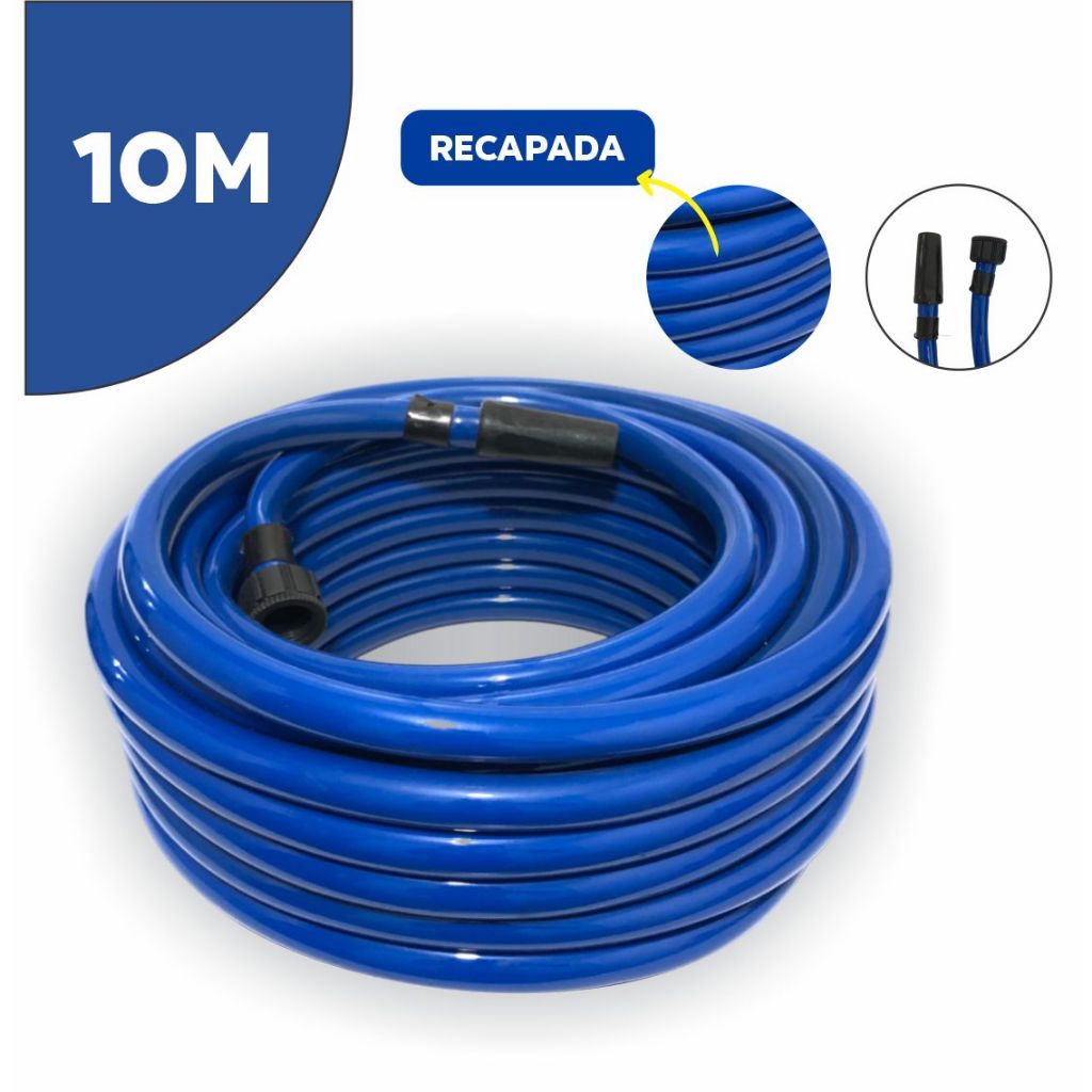 Mangueira De Jardim 10m Azul Recapada Multiflex Engate Bico | Shopee Brasil