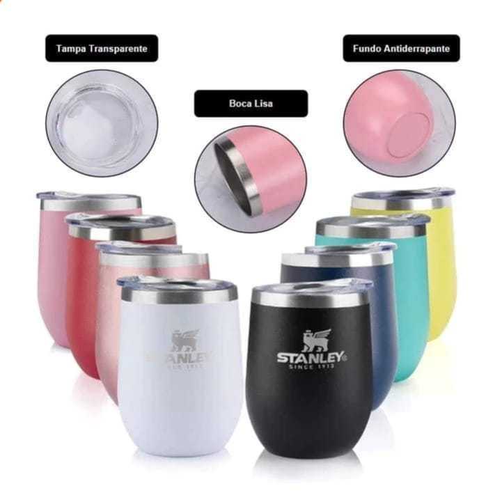 Copo Térmico 350ml Aço Inox Stanley Bebida Gelada Cerveja Chopp Vinho Café Quente para Drinks Praia Festival