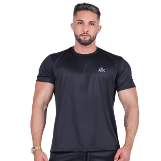 Camiseta masculina dry fit lisa preta academia sport premuim