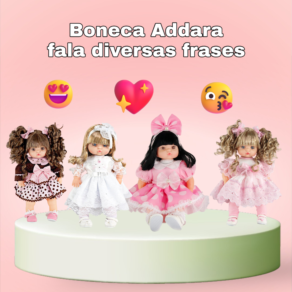 Boneca Addara interativa que fala frases menina brincar diversão ...