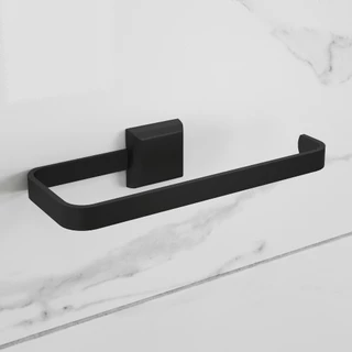 Porta Toalha De Rosto Linha Luxo 8x20 Cm Preto Fosco Lavabo Banheiro