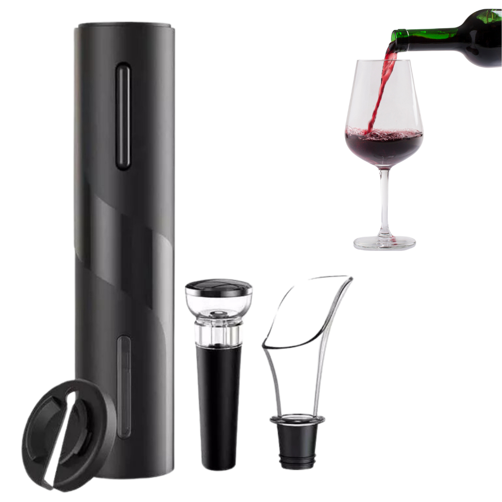 Abridor De Vinho Garrafa Automático Elétrico Kit 4 Peças