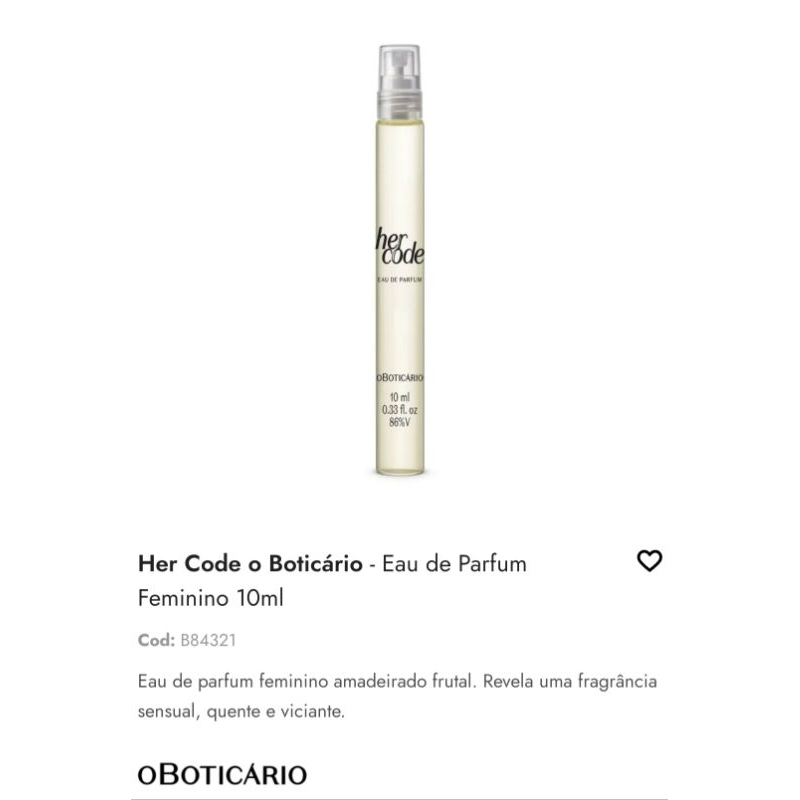perfume O Boticário Her Code | Shopee Brasil