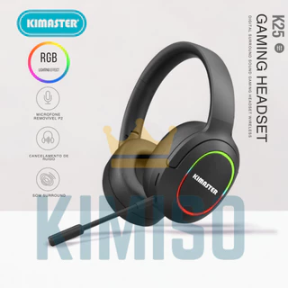 Headphone Headset Gamer Bluetooth Led RGB com cabo p2 Kimaster K25