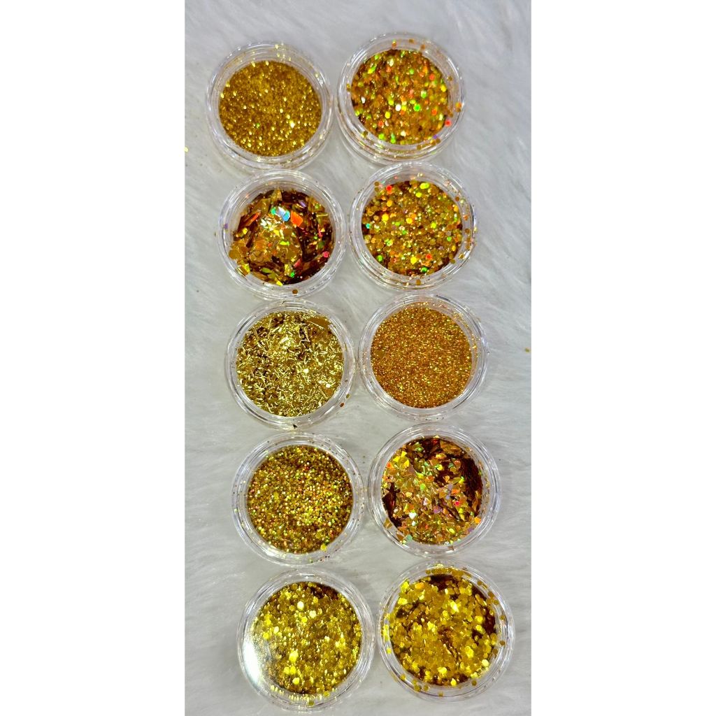 Kit Glitter Dourado Festas Reveillon Natal- 10 Unidades