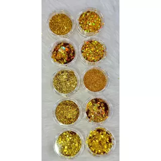 Kit Glitter Dourado Festas Reveillon Natal- 10 Unidades