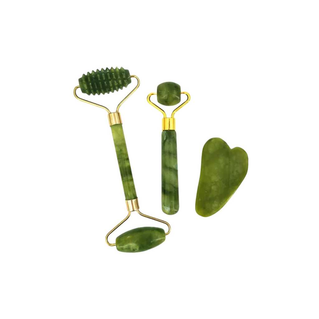 Kit Rolos Rolinho Massageador Pedra De Jade no rosto - Facial Anti Rugas