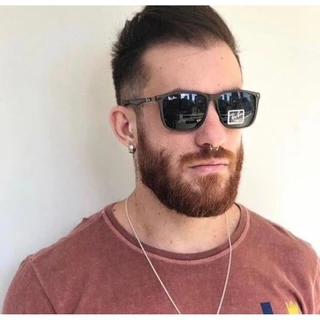 Óculos de sol masculino Carbon quadrado preto ou marrom lente de cristal com acessórios