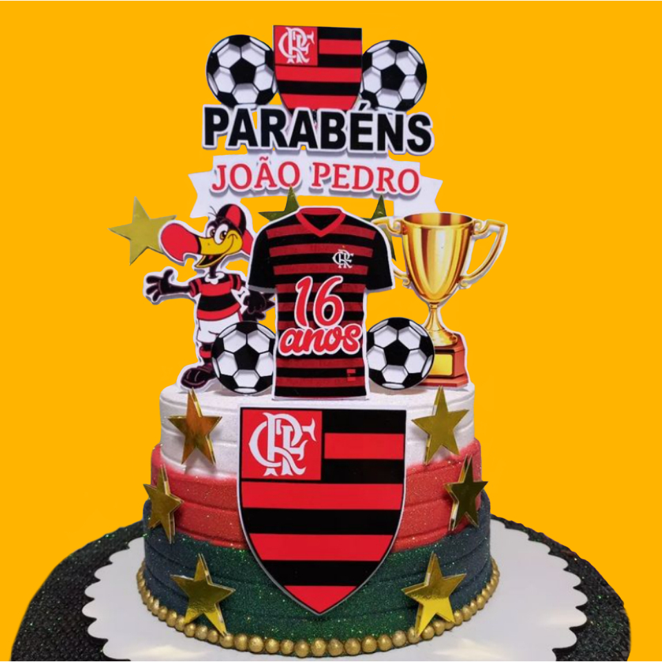 Topo de Bolo Time Flamengo Personalizado