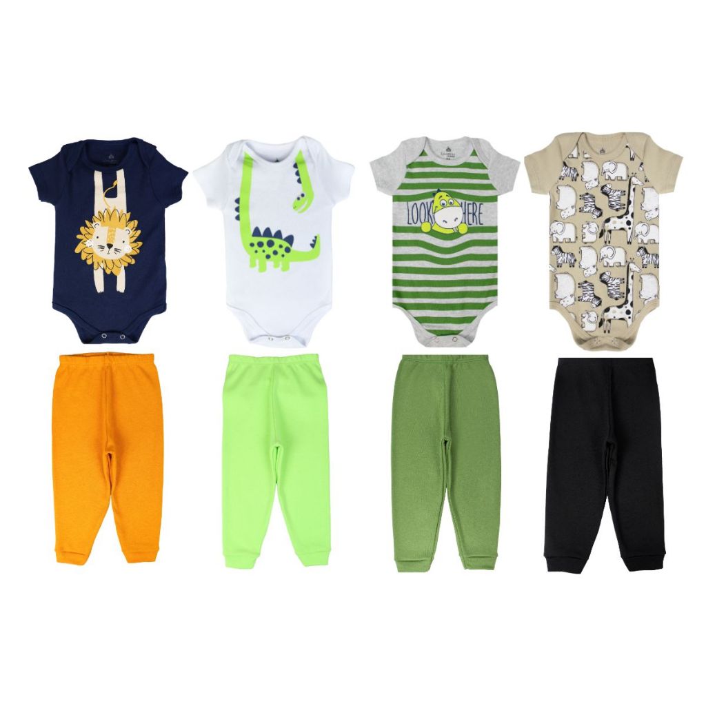 Kit 6 Peças de Roupas para Bebê Menino 3 Body - Promoção - Kit com 3 Body de Roupa Infantil Bebe Barato