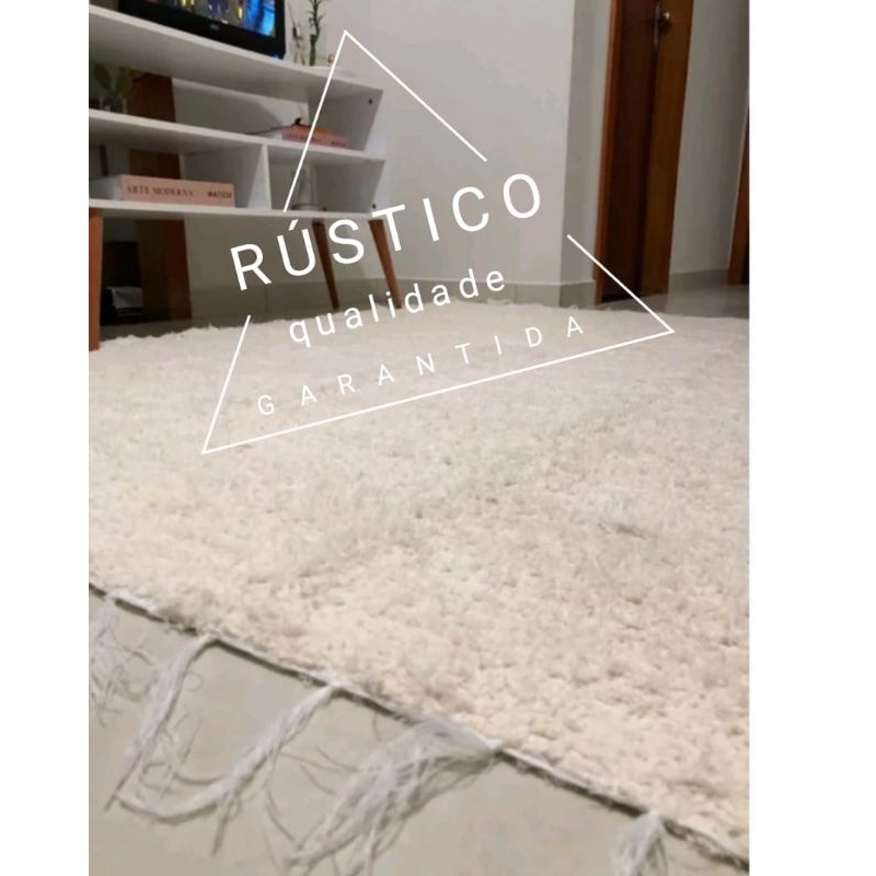 tapete sala boho cru felpudo peludo 100%algodão tamanho 2.00 X 1.50