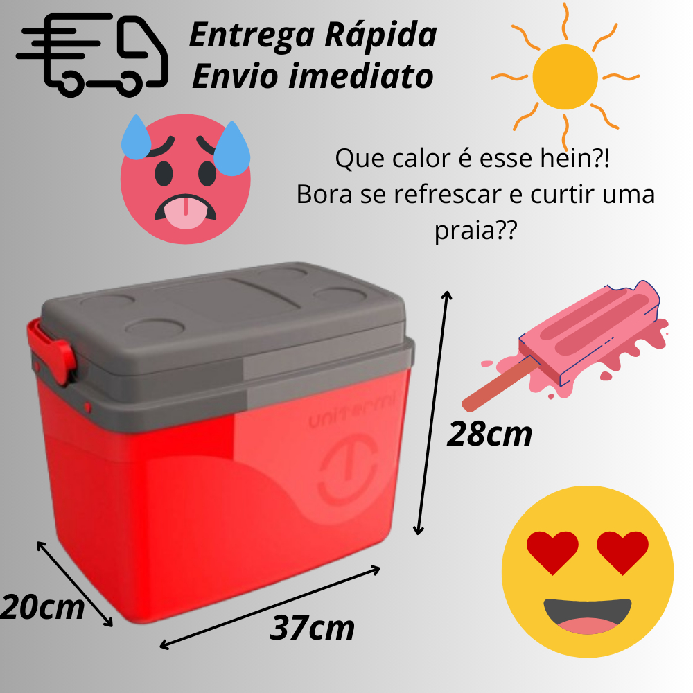 Cooler Termico Caixa Floripa Com Alca de 30 Litros com Capacidade para 45 Latas - Vermelha