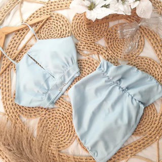 Conjunto Feminino Paty Cropped e Saia com Drapeado Lateral