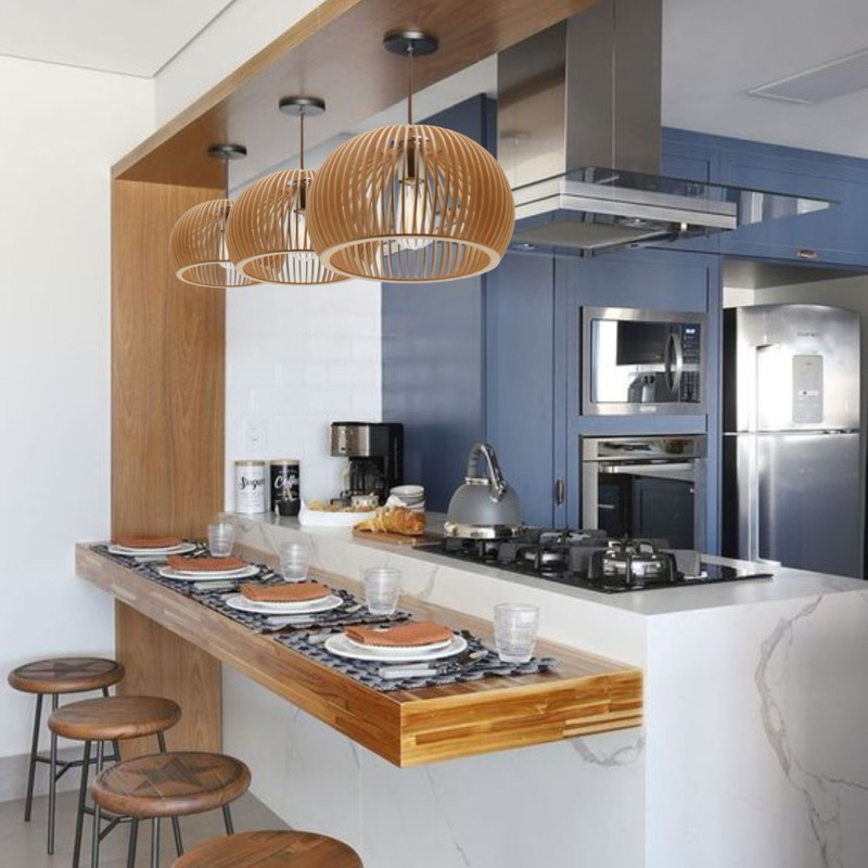 Kit 3 Lustre Luminária Pendente Área Churrasqueira Sala Mdf