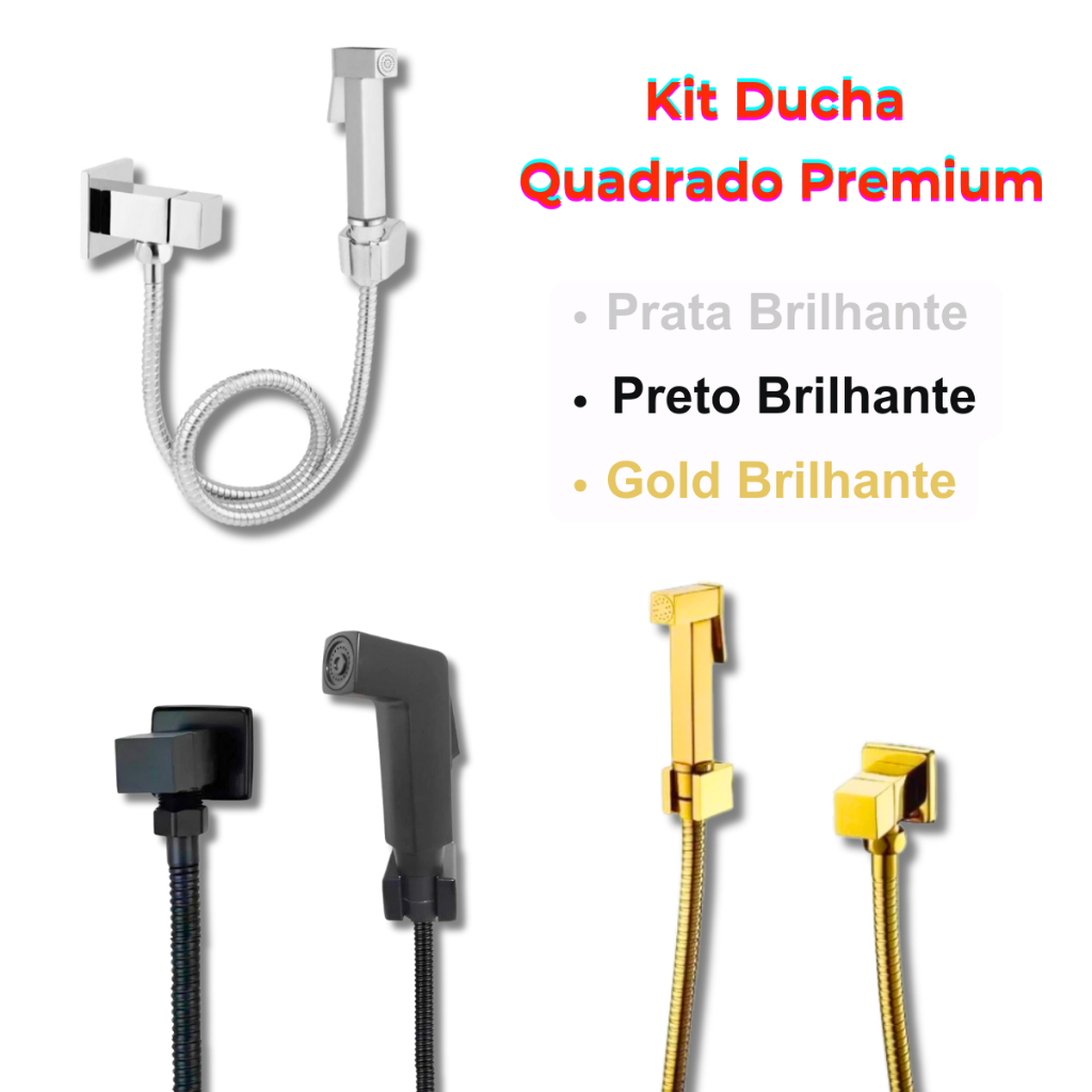 Ducha Higiênica Premium De Banheiro Quadrada De Metal Super Luxo Bidê