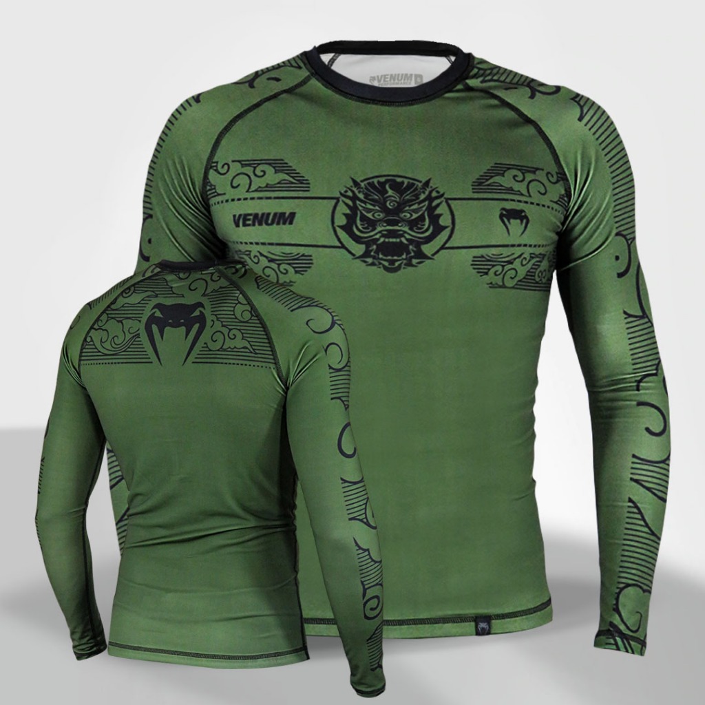 Camisa Termica Masculina Rash guard Jiu Jitsu Venum Dragon Verde