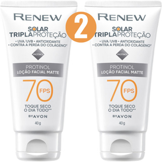 Protetor Solar Loção Facial Matte Incolor Anti-Idade Renew Fps 70 Avon (2 Unidades)