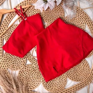 Conjunto Feminino Day Cropped alça única e shorts saia fendas