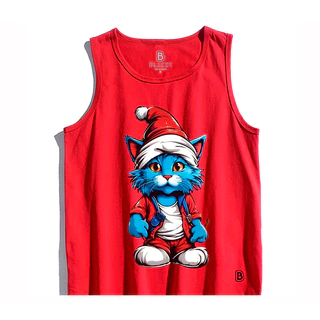 Regata Camiseta Masculina Black8 Verão Gato Natal Noel