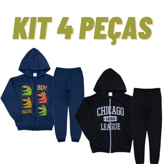 Kit 2 Conjunto Moletom Infantil Menino roupa infantil, Inverno Peluciado Flanelado 4 ao 14