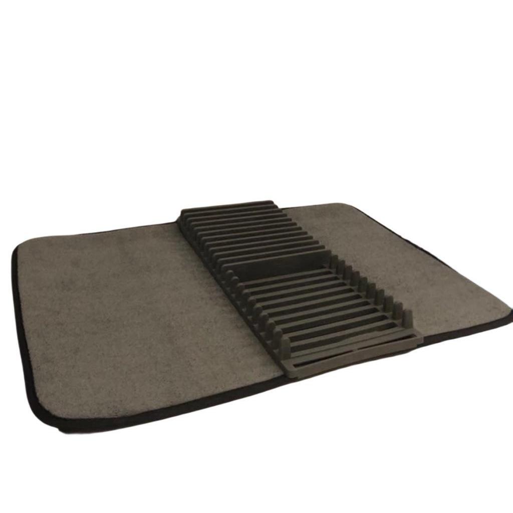 Escorredor De Louças 2 Em 1 Com Tapete Dobrável Absorvente Antiderrapante De Microfibra Multifuncional Rack Criativo De Secagem Armazenamento