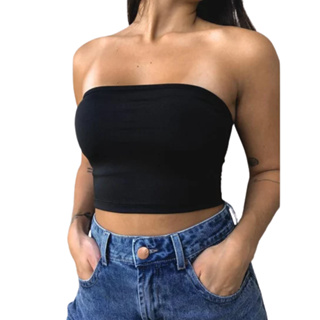 Top Faixa Tricot Modal Feminino Tomara que caia