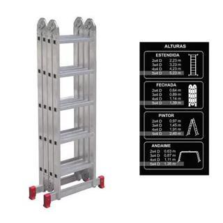 Escada Articulada de Alumínio 5x4 Botafogo com 20 Degraus - ESC0294