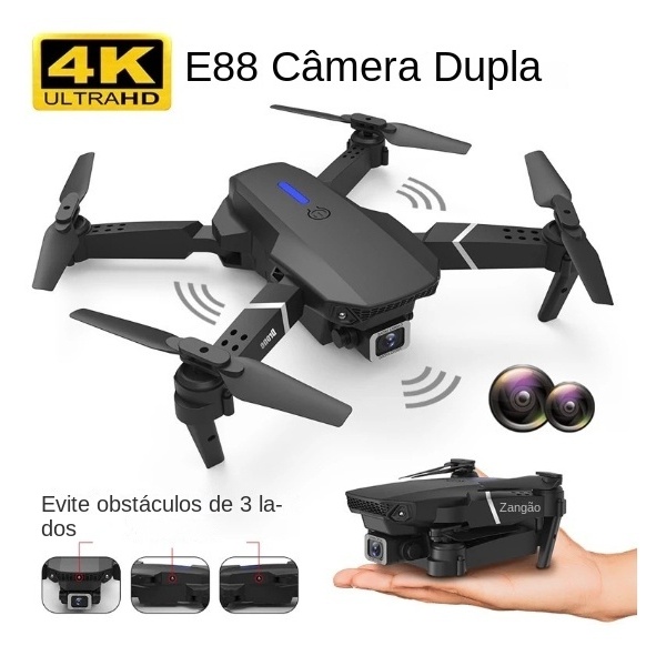 E88 e E88S drones 4K de alta definição dupla câmera posicionamento 1080P WiFi FPV novo 2022 manutenção de altura profissional RC quadcopter enviado do Brasil