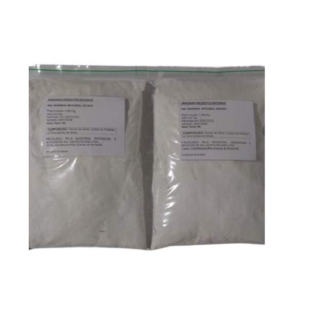 Kit com 02 Sal Marinho Integral Iodado 1Kg Rico em Nutrientes
