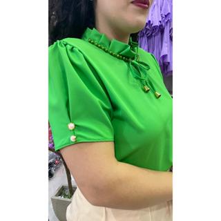 BLUSA ANDY ELEGANTE MANGA CURTA SOCIAL