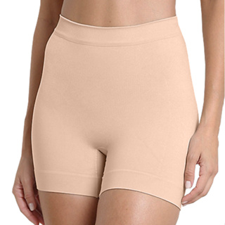 Shorts Modelador Selene com Silicone no Cós Elastano Cinta Alta Redutora Pó  de Arroz Bege Modela Comprime Barriga