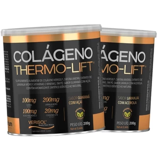 Kit 2x Colágeno Verisol Hidrolisado Com Cafeína Ácido hialurônico Coq10 Biotina Laranja Moro 200g