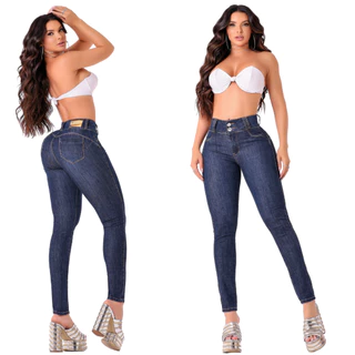Calça Jeans Com Bojo Removível Com Lycra Empina Bumbum Cós Alto