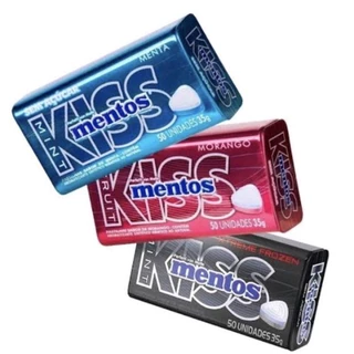 Mentos Kiss kit de 3 latas - pastilha sem açúcar - bala doce mentos