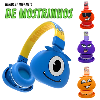 Fone de ouvido Monstrinho Headphone Bluetooth Sem Fio Infantil Desenho cartoon