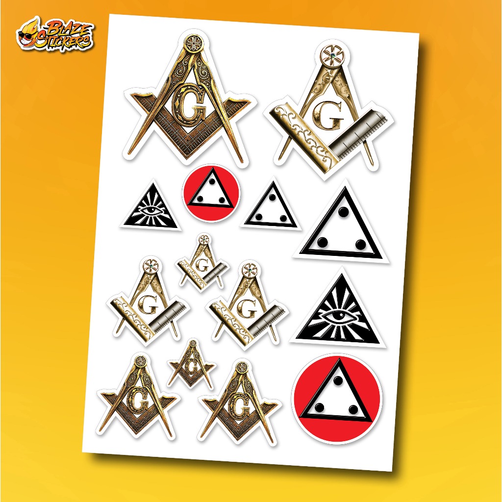 kit 14 Adesivos Maçonaria (Maçom) - Moto, Carro, Capacete, Bicicleta, Notebook, Caneca, Celular
