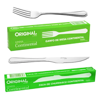 Jogo 24 Peças Garfos e Facas Inox - Original Line Continental - Bares/Restaurante/Buffet
