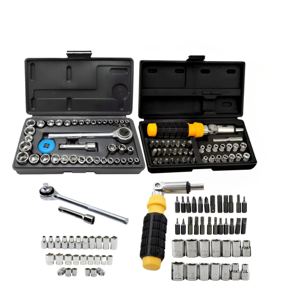 Kit Jogo de Ferramentas Chave Catraca Soquetes Bits 81 Peças