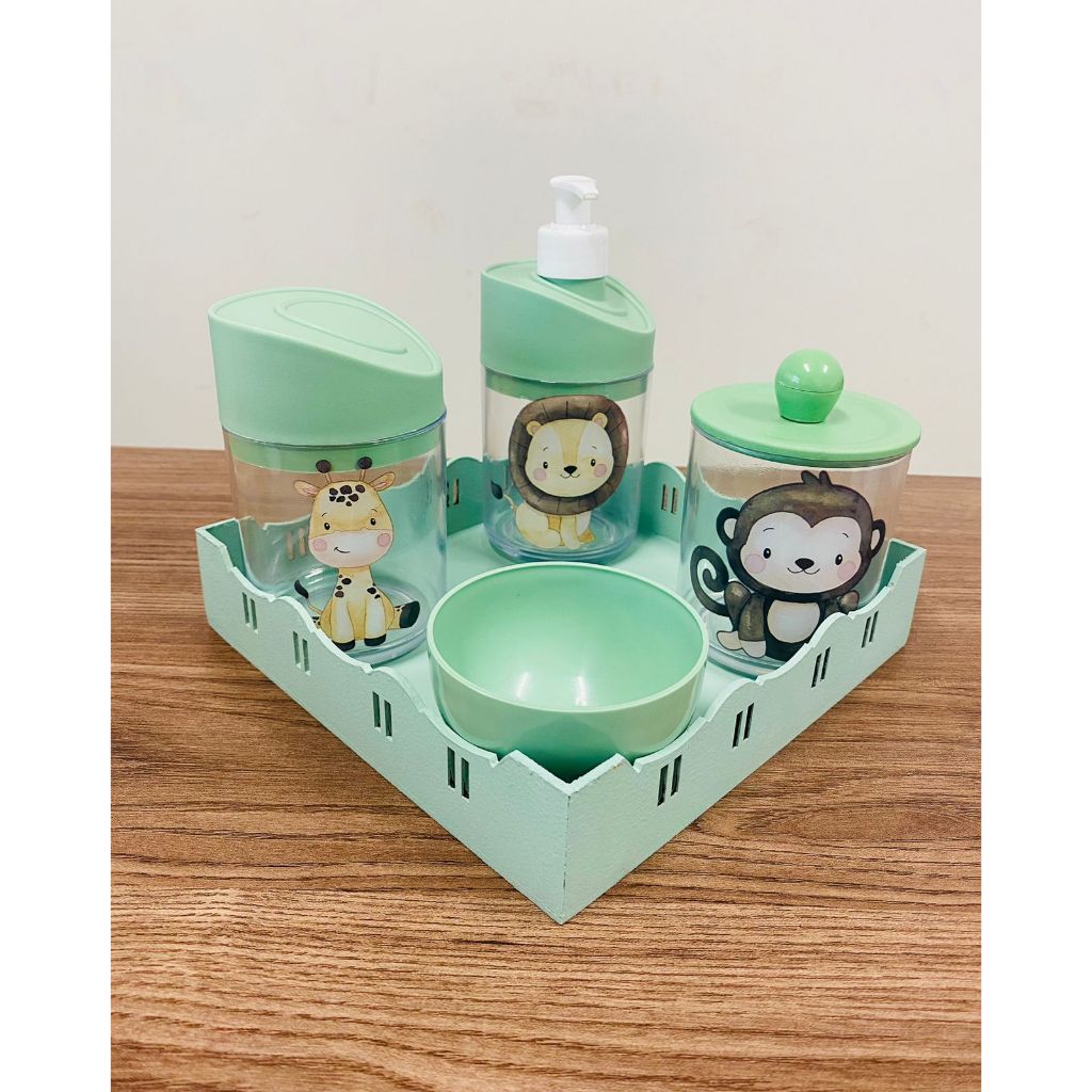 Kit Higiene Bebê Organizador Em Acrílico Cristal