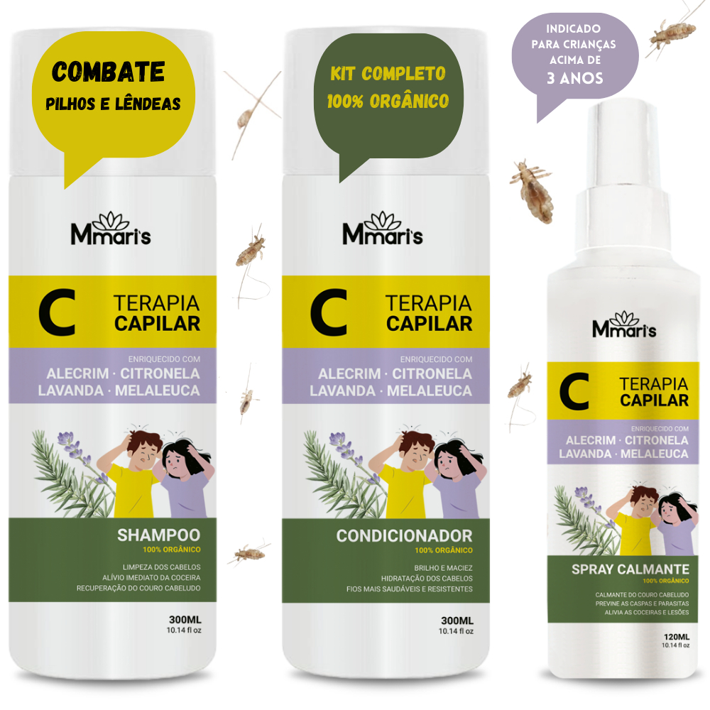 Tratamento Capilar Terapia Shampoo Para Piolho Condicionador Spray ...