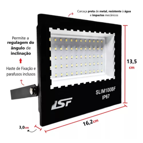 Refletor LED 200W SMD Slim Bivolt Branco Frio Prova D'água LSF