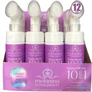 12 MOUSSE MICELAR MELANINA PHÁLLEBEAUTY 10 EM 1 SUAVIDADE E HIDRATAÇÃO BOX
