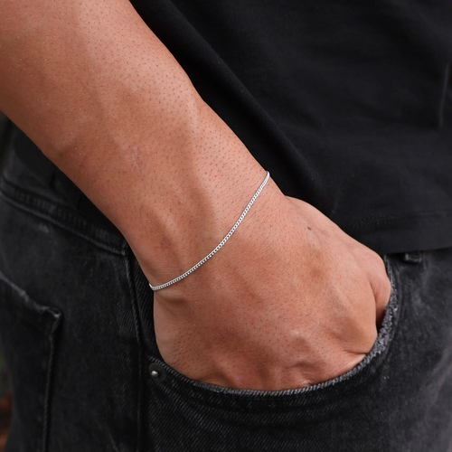 Pulseira Grumet laminada 1,5 mm banhada a prata 50 milésimos