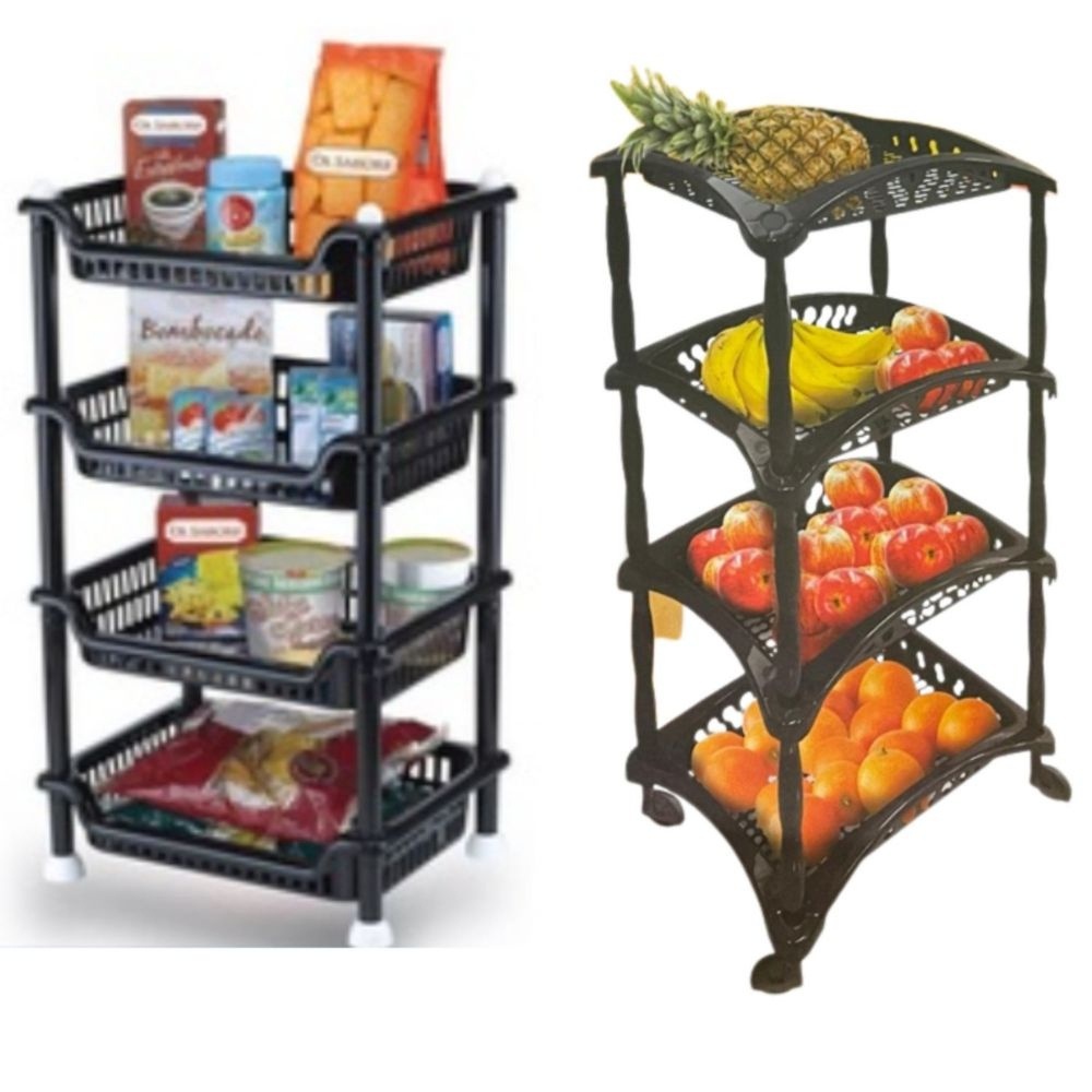 Organizador Vertical Quadruplo Fruteira Legumes Verduras Preto 4 Andares